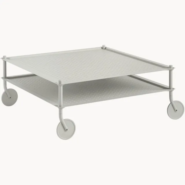 Muuto In- & outdoor salontafel Flow met wielen Grijs