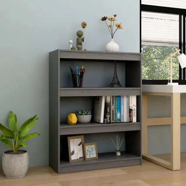 vidaXL Boekenkast/kamerscherm 100x30x103 cm massief grenenhout grijs, foto 2