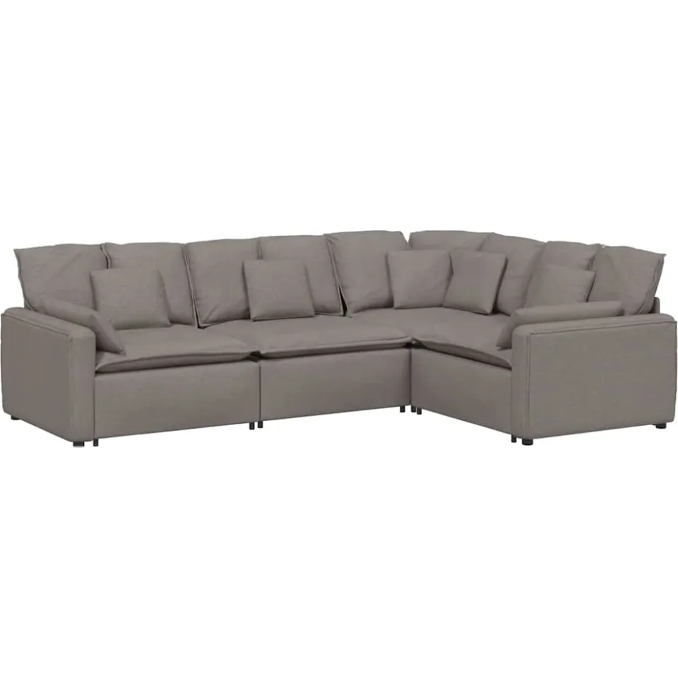 vidaXL Modulaire bank met kussens stof taupe, foto 3