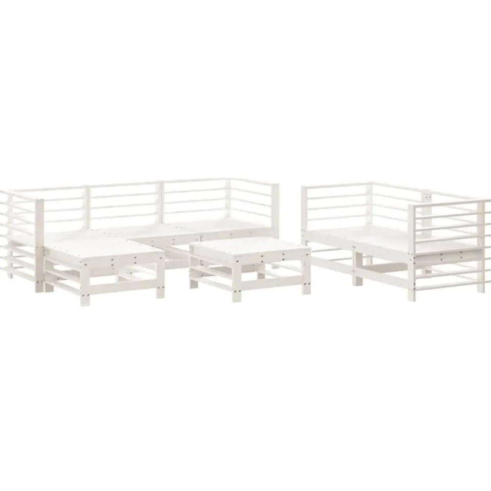 vidaXL 7-delige Loungeset massief grenenhout wit, foto 4