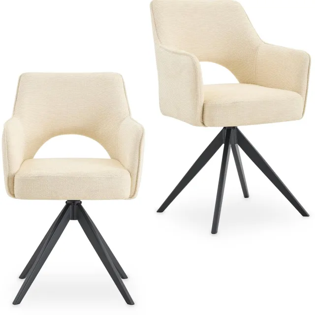 IDIMEX Eetkamerstoelen FLORENCE, draaibaar, set van 2 – crèmewit
