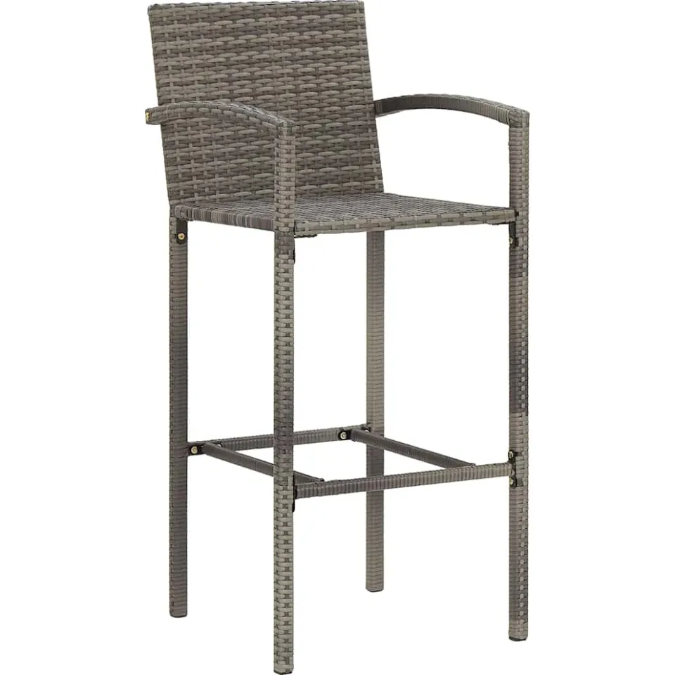 vidaXL 5-delige Tuinbarset massief acaciahout en poly rattan grijs, foto 4