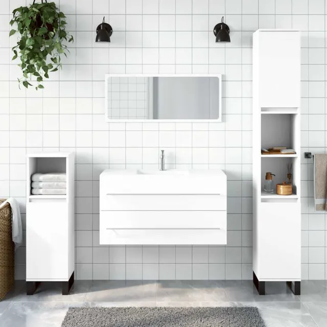 vidaXL Badkamerkast met spiegel bewerkt hout wit, foto 2
