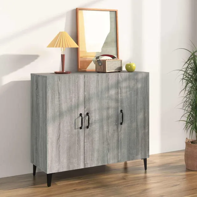 vidaXL Dressoir 90x34x80 cm bewerkt hout grijs sonoma eikenkleurig, foto 2