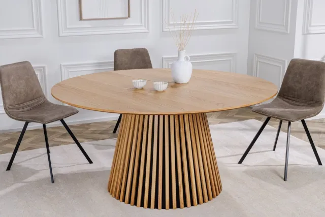 Invicta Interior Ronde eettafel VALHALLA WOOD 120 cm naturel eiken kolomvoet - 43428 Zie omschrijving
