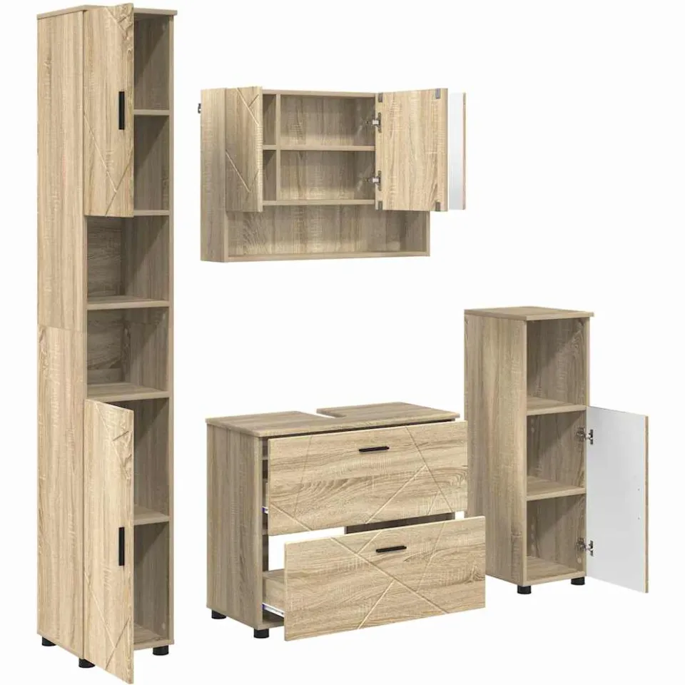 vidaXL Badkamermeubelset 4 st Sonoma Eiken 35 x 30 x 192 cm, foto 3