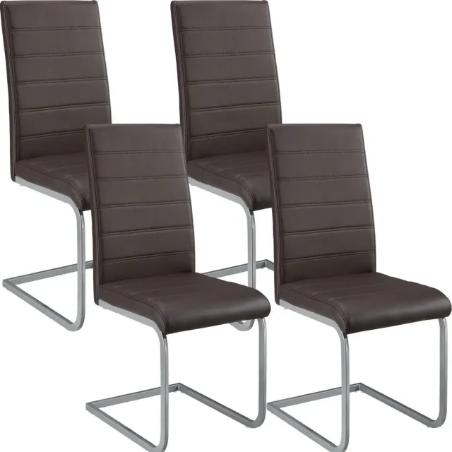 Juskys 4 Eetkamerstoelen / stoel - Vegas - Kunstleer - Bruin