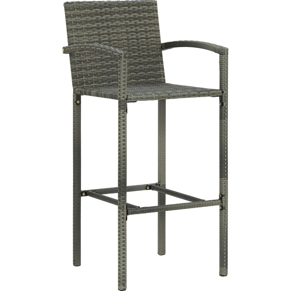 vidaXL Barkrukken 2 st poly rattan grijs, foto 2