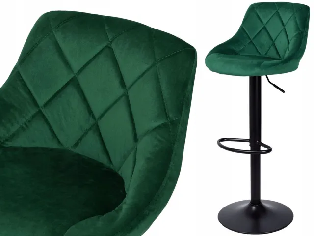 eHokery Verstelbare fluwelen barkruk, draaibaar, flesgroen Bottle Green