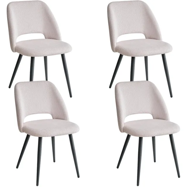 Evaux boutique Eetkamerstoel - Set van 4 - Beige - Corduro