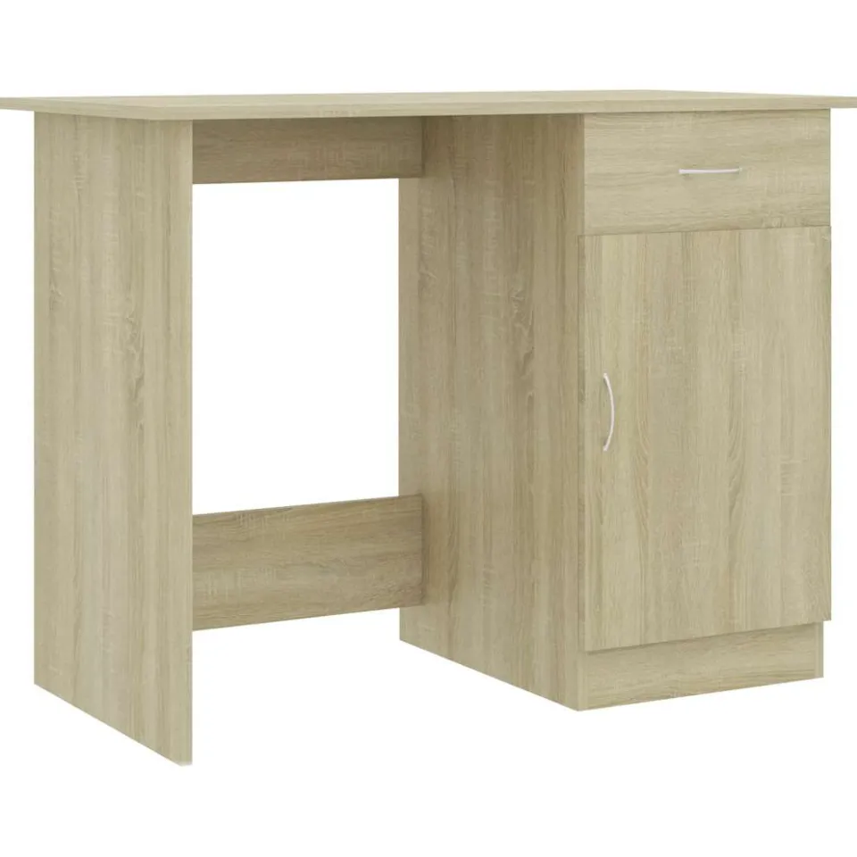 vidaXL Bureau 100x50x76 cm bewerkt hout sonoma eikenkleurig