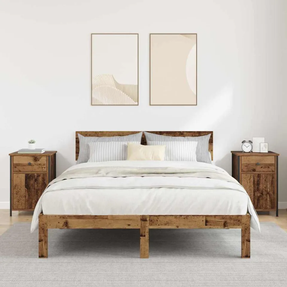 vidaXL Nachtkastje 2 st Oudhout 40 x 42 x 60 cm Bewerkt hout bruin, foto 4