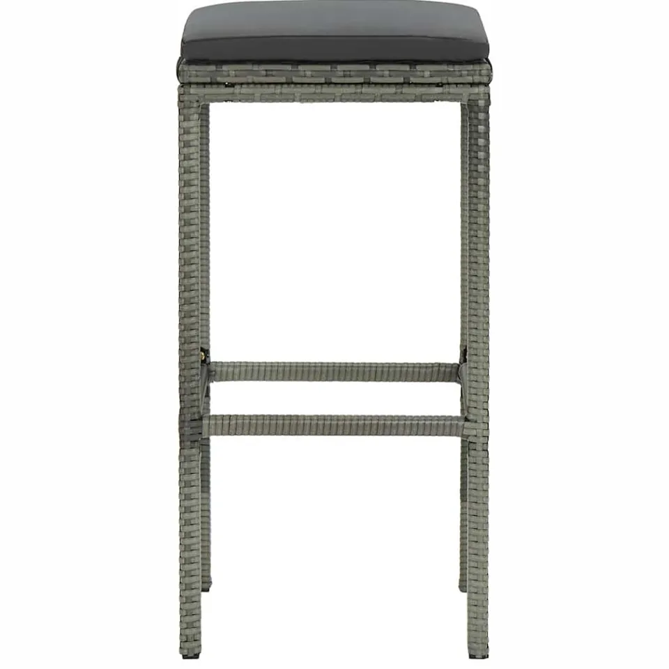 vidaXL Barkrukken 6 st met kussens poly rattan grijs, foto 3