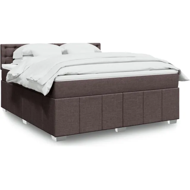 vidaXL Boxspring met matras stof donkerbruin 180x200 cm bruin