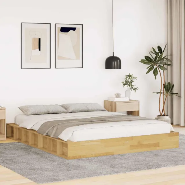 vidaXL Bedframe zonder matras 140x200 cm massief hout eiken Bruin