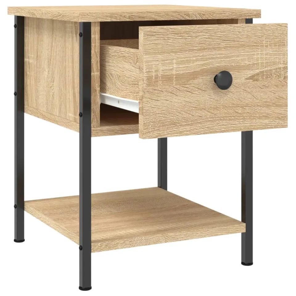 vidaXL Nachtkastje 34x35,5x45 cm bewerkt hout sonoma eikenkleurig Bruin