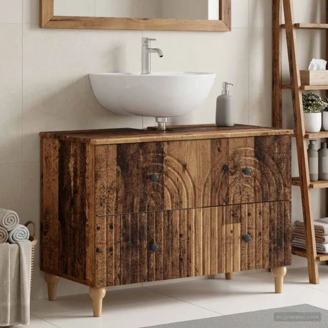 vidaXL Badkamer wastafelkast ALKMAAR Oud hout 82 x 41 x 59 cm Bruin