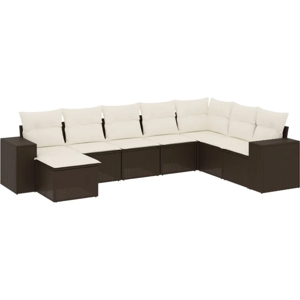 vidaXL 8-delige Loungeset met kussens poly rattan bruin, foto 3