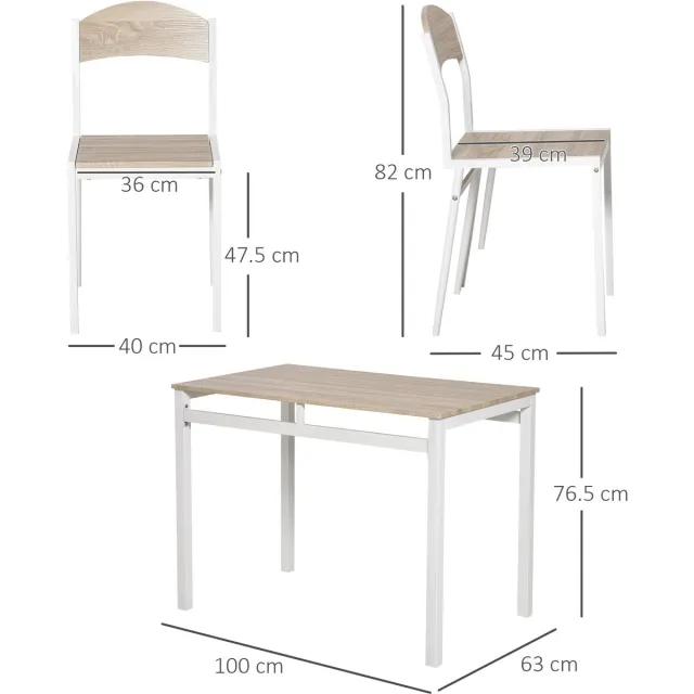 FloraGrace Eetkamerset 5 Delig - Compacte Tafel Met 4 Stoelen - Voor Keuken Of Eethoek - MDF - Lichtgrijs