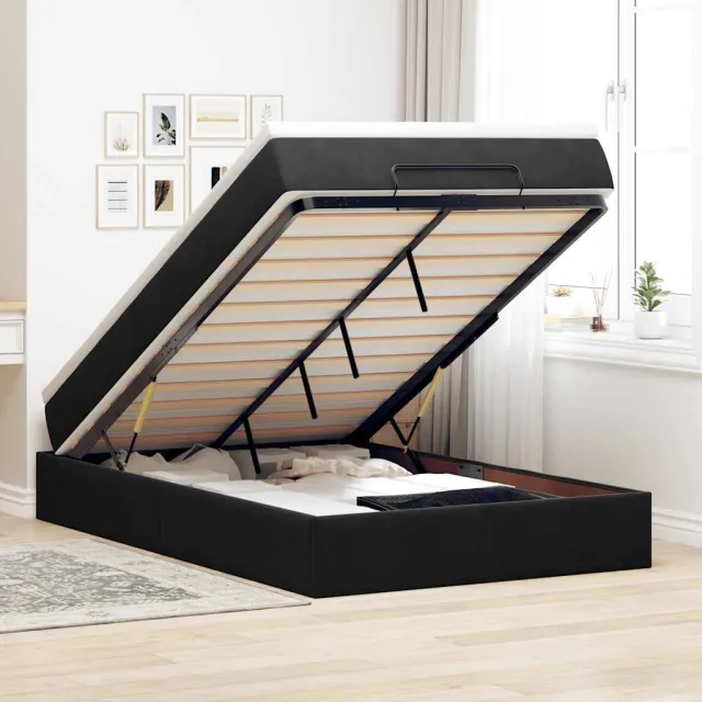 vidaXL Ottoman bed met matras 120x200cm fluweel zwart