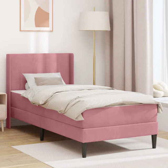 vidaXL Bedframe met matras Roze 80 x 200 cm fluweel