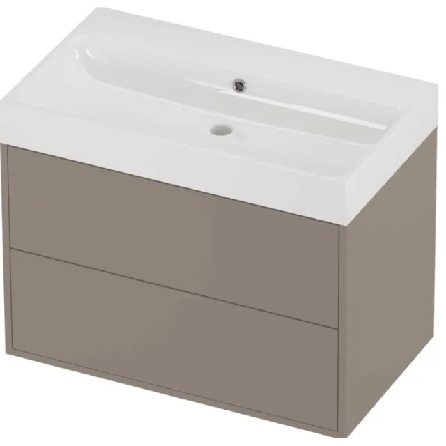 Proline Podium Badmeubelset Polystone Loft 2 Laden 80x46x62 cm Glans Wit Clay Beige