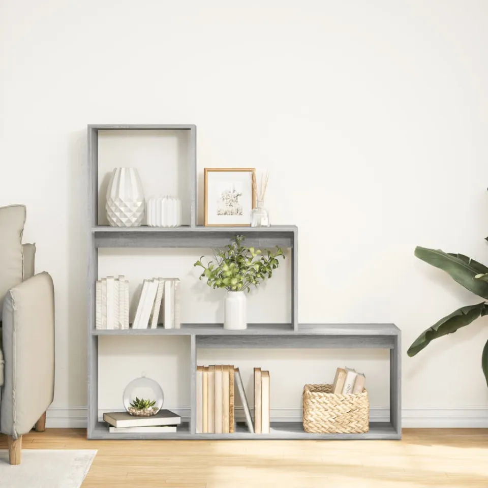 vidaXL Kamerscherm / boekenkast 123x29x123 cm hout grijs sonoma, foto 2