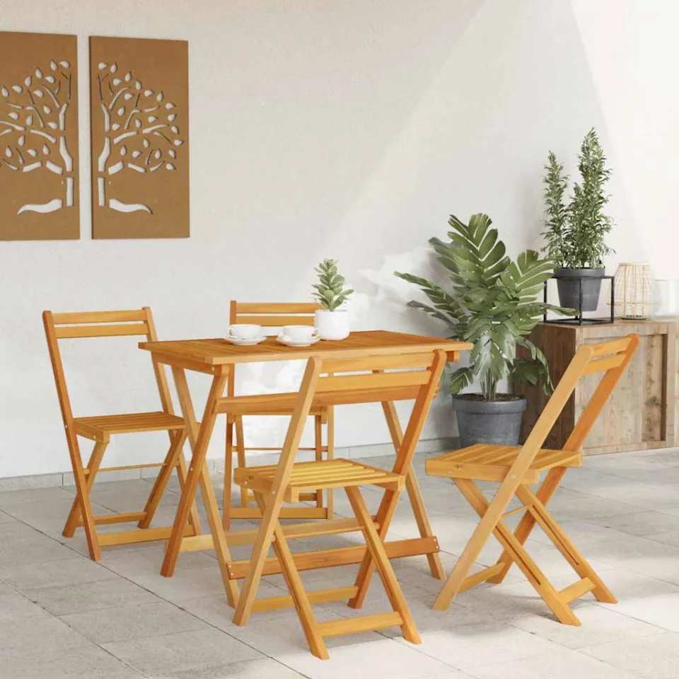 vidaXL Bistroset 5 st Olie naturel Massief Acaciahout, foto 4