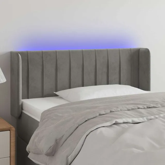 vidaXL Hoofdbord LED 103x16x78/88 cm fluweel lichtgrijs grijs