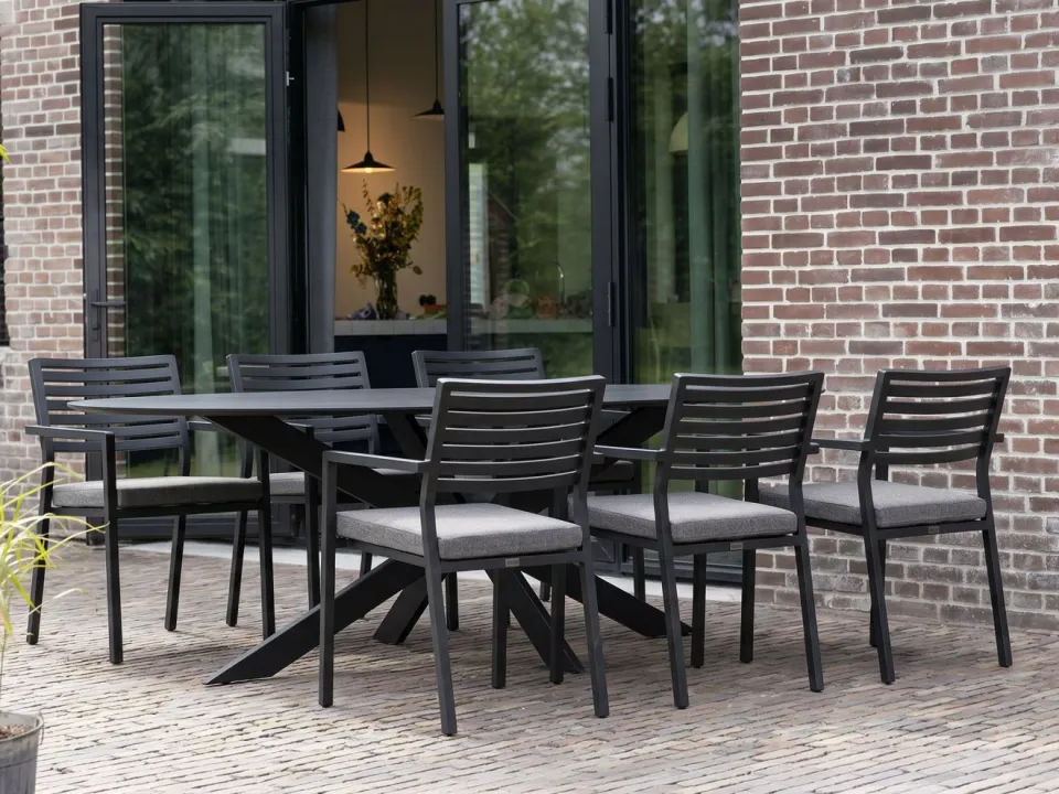 Bellagio tuinmeubelen Bellagio Rumo/Furato ellips 200cm dining tuinset 7-delig stapelbaar, foto 4