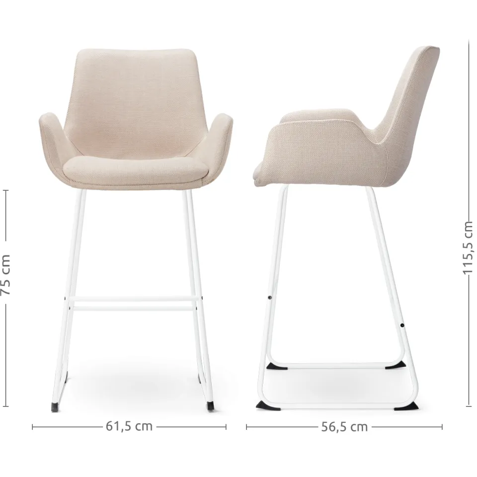 Nolon Nino-Eef barkruk beige - wit onderstel - 75 cm, foto 3