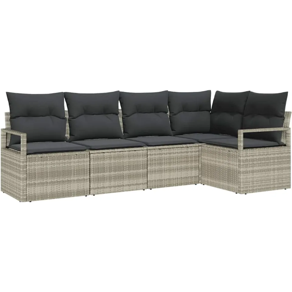 vidaXL Bankstel 5 st Lichtgrijs poly rattan