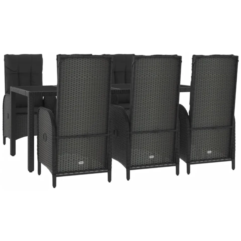 vidaXL 7-delige Tuinset met kussens poly rattan zwart en grijs, foto 3