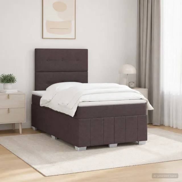 vidaXL LED Boxspring Bed met Matras Donkerbruin 120 x 190 cm Stof bruin