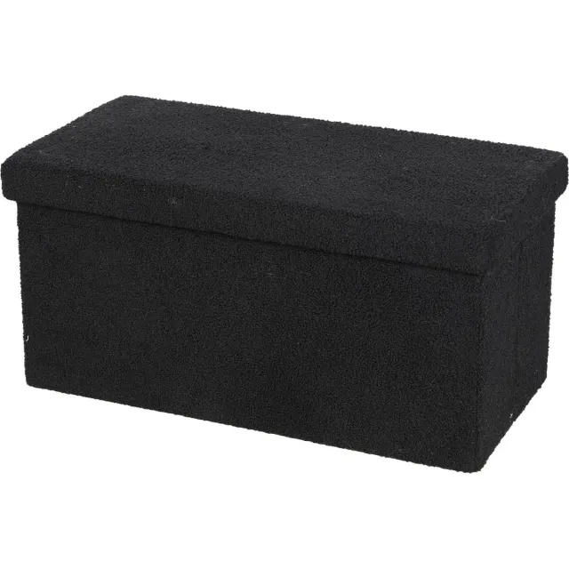 Urban Living Poef Square BOX - hocker - opbergbox - zwart - polyester/mdf - 76 x 38 x 38 cm - opvouwbaar - Extra groot/2-zits model