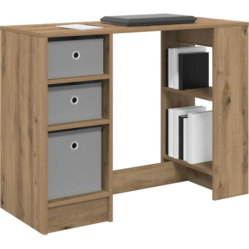 vidaXL Bureau Artisan Eiken 100 x 40 x 75 cm Bewerkt hout Bruin