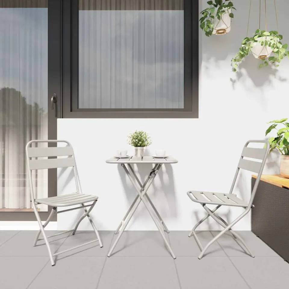 vidaXL Bistroset 3 st Beige Staal, foto 4
