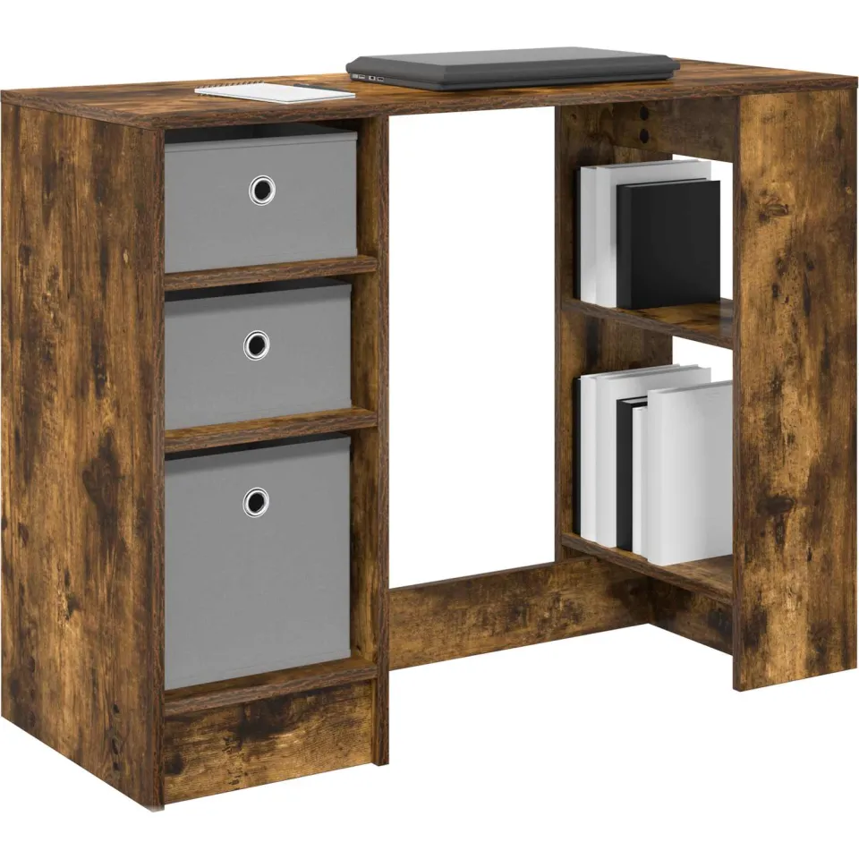 vidaXL Bureau Gerookt eiken 100 x 40 x 75 cm Bewerkt hout Bruin