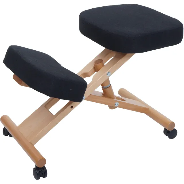 MCW Kniekruk MCW-Q46, zit-/kniekruk, in hoogte verstelbaar, wieltjes, stof/textiel (200 g/m²), hout ~ zwart