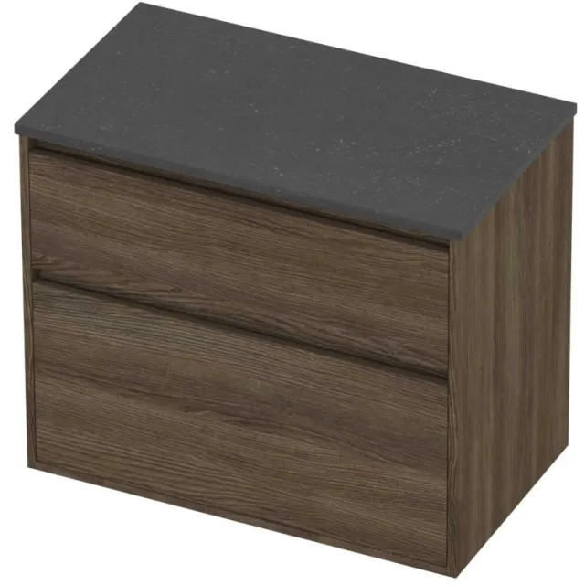 Proline Deck Badmeubelset Hardsteen Greeploos Asymmetrisch Kader 80x46x67 cm Blue Stone Vital Oak Eiken