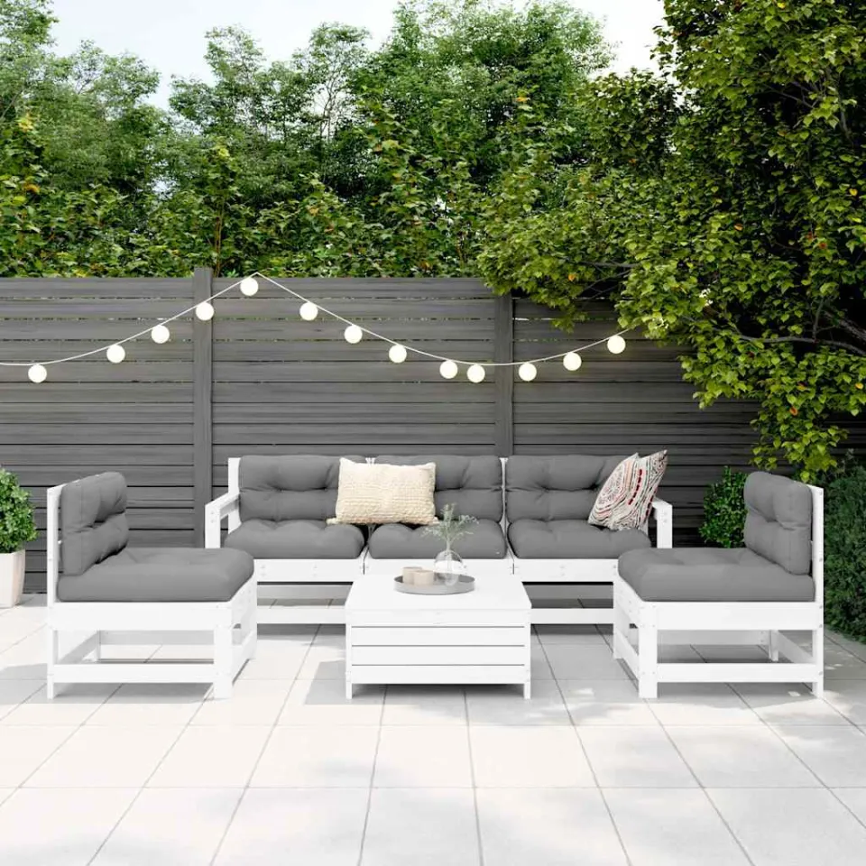 vidaXL 6-delige Loungeset massief grenenhout wit, foto 3