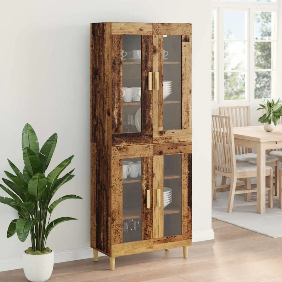 vidaXL Hoge kast Oud Hout 69,5 x 34 x 180 cm Bewerkt hout bruin, foto 4