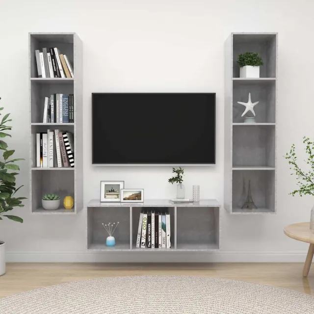 vidaXL 3-delige Tv-meubelset bewerkt hout betongrijs grijs, foto 2