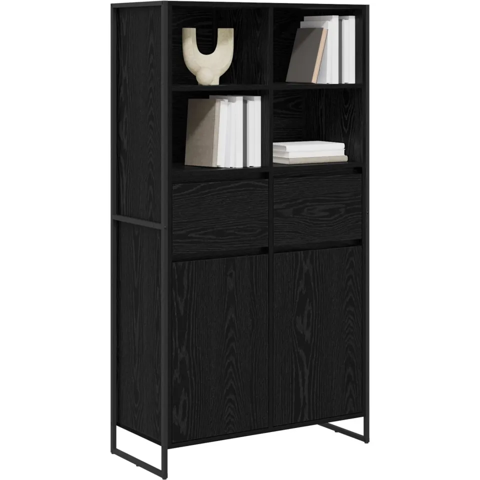 vidaXL Dressoir Zwart Eiken 81 x 36 x 150.5 cm Bewerkt hout