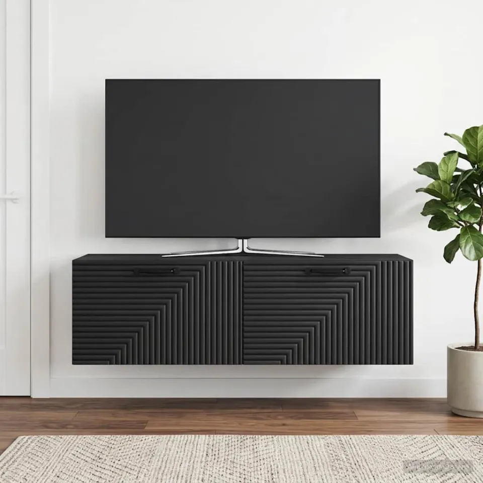 vidaXL Wandbeugel TV-kast Zwart 98 x 31 x 30 cm Bewerkt hout, foto 4