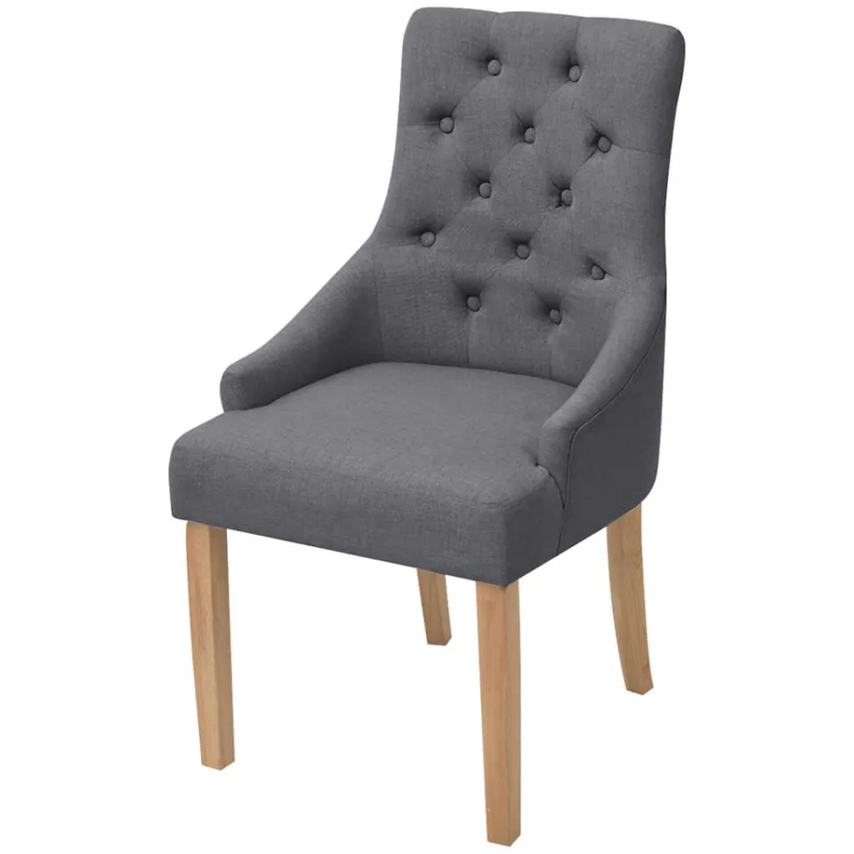 vidaXL Eetkamerstoelen 2 st stof donkergrijs grijs, foto 2