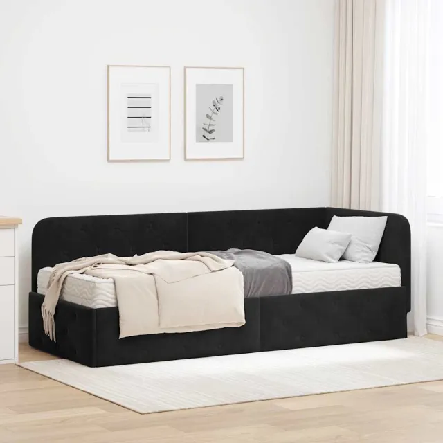 vidaXL Hoekbedframe Zwart 80 x 200 cm Fluweel