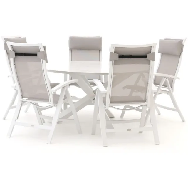 Bellagio tuinmeubelen Bellagio Lugo/Lodola ø 150cm dining tuinset 6-delig verstelbaar Wit
