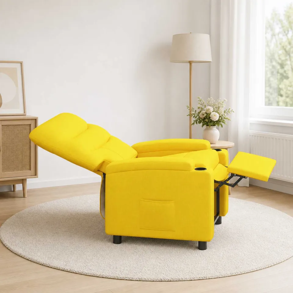 vidaXL Ligstoel Licht Geel 75 x 95 x 103 cm Stof, foto 3