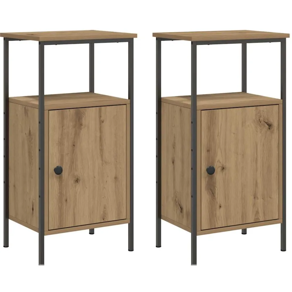 vidaXL Nachtkastjes 2 st 41x31x80cm bewerkt hout artisanaal eikenkleur, foto 3